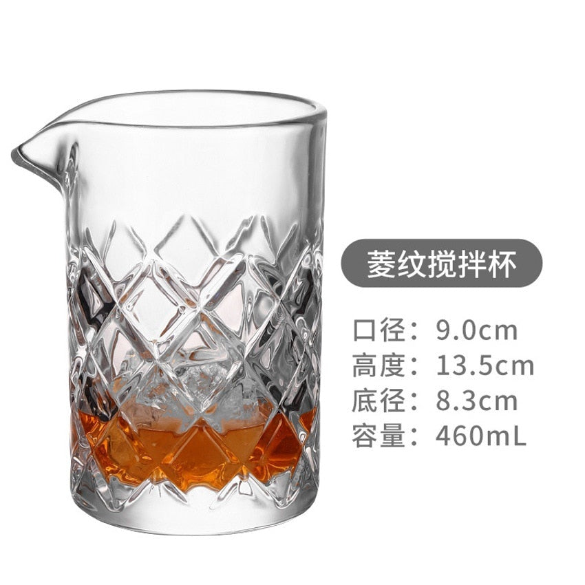 Cocktail Mixing Glass Straight Cup Bartender Cocktail Cups Crystal Glass Whiskey Cup Glass Bottle Barware Brew coffee Glass